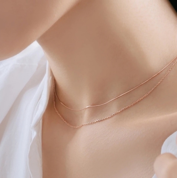 NEW 18k Rose Gold Plated Double Layer Necklace - Picture 2 of 10